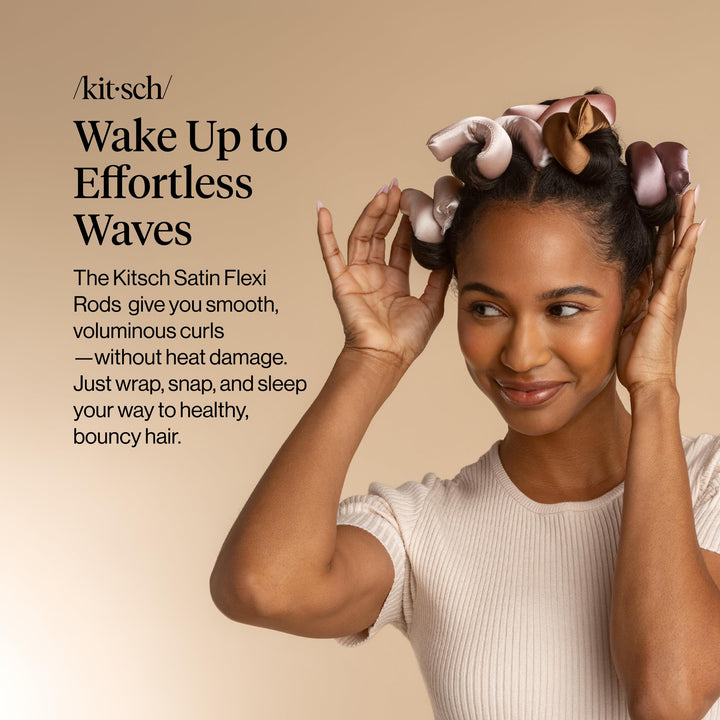 Kitsch Satin Flexi Rods Heatless Curling Rod, Rosewood, 6 Count