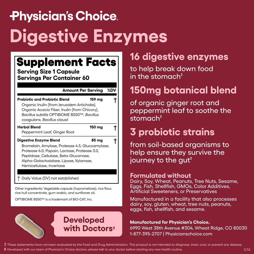 Physician's CHOICE Digestive Enzymes, 60 Count