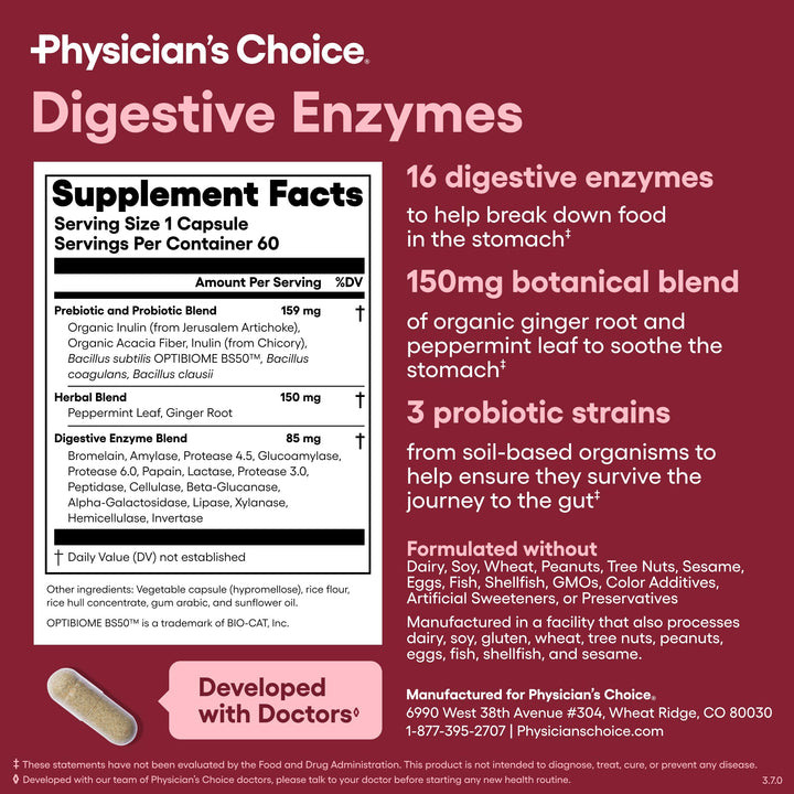 Physician's CHOICE Digestive Enzymes, 60 Count