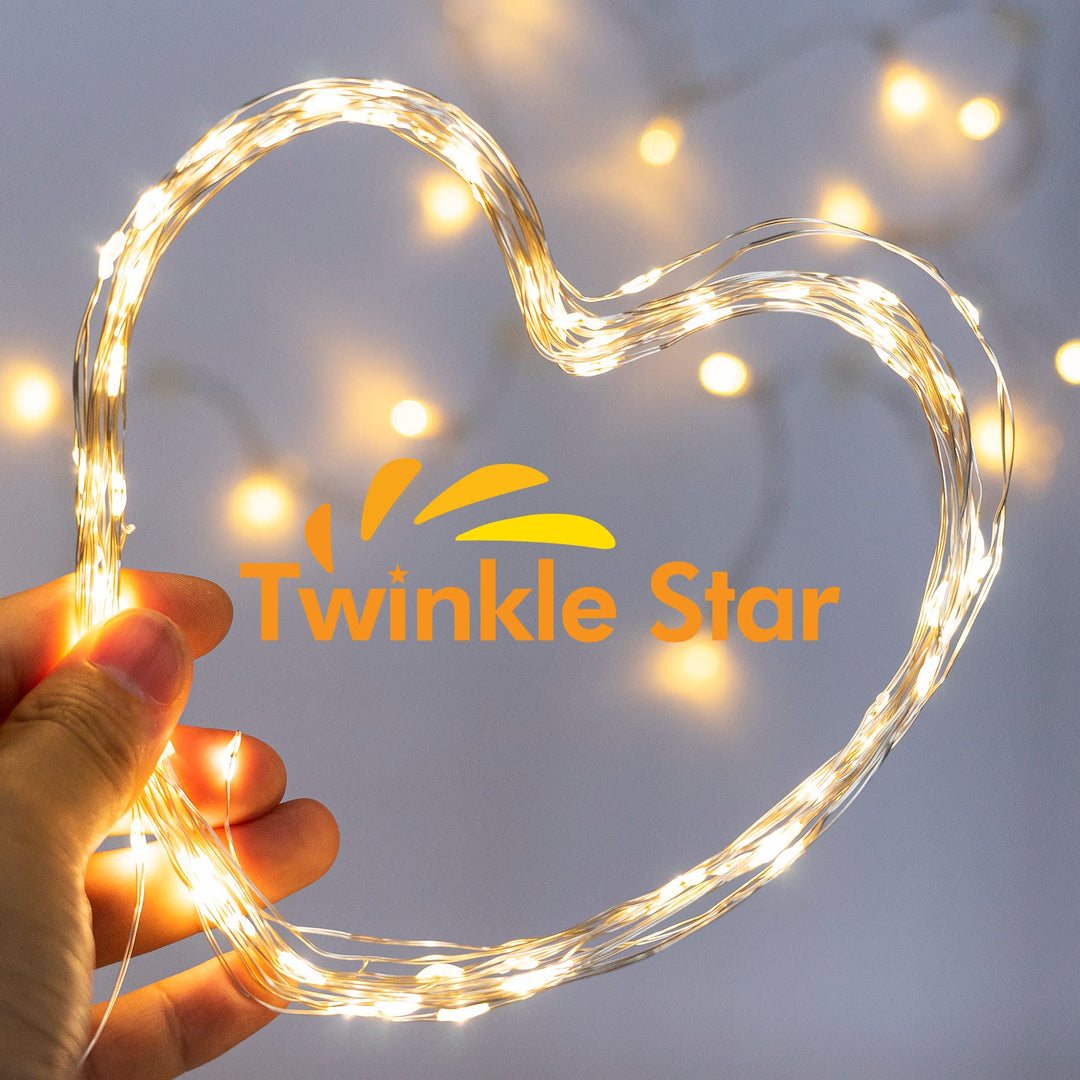 Twinkle Star LED String Lights, Warm White, 33 ft