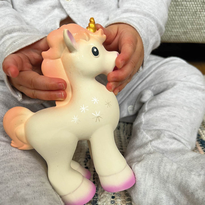 Nuby Unicorn Rubber Teether, White, 0 Months Plus