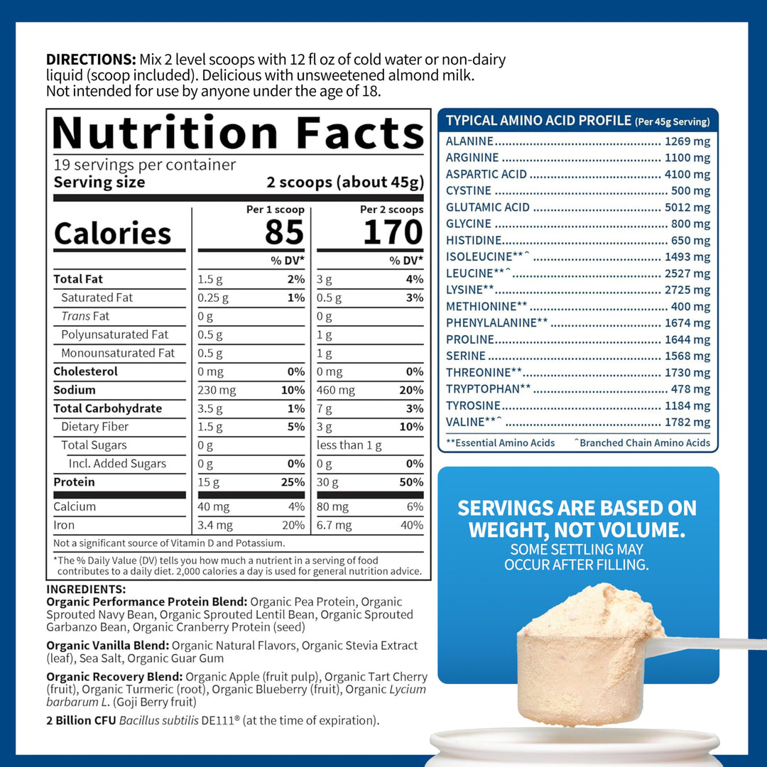 Garden of Life Sport Organic Plant-Based Protein, Vanilla, 28.4 oz