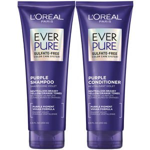 L'OREAL PARIS EverPure Brass Toning Purple Shampoo And Conditioner, 6.8 fl oz, Pack of 2