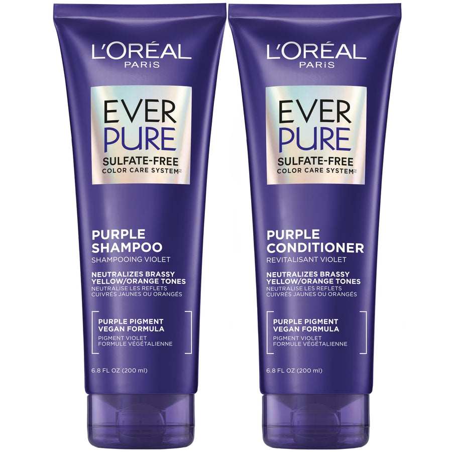 L'OREAL PARIS EverPure Brass Toning Purple Shampoo And Conditioner, 6.8 fl oz, Pack of 2