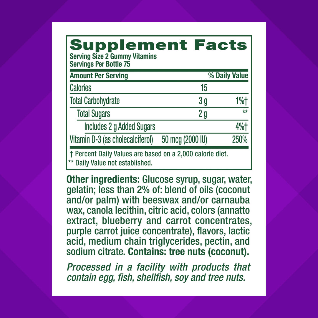 Vitafusion Vitamin D 2000 IU Gummy Dietary Supplement, 150 Count