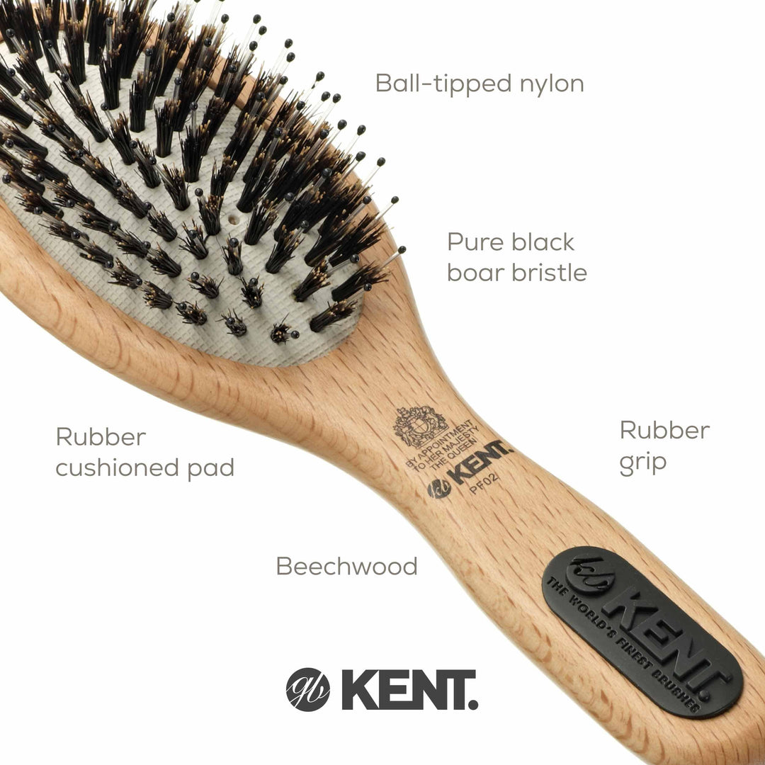 KENT PF02 Small Cushion Detangler Brush, Oval