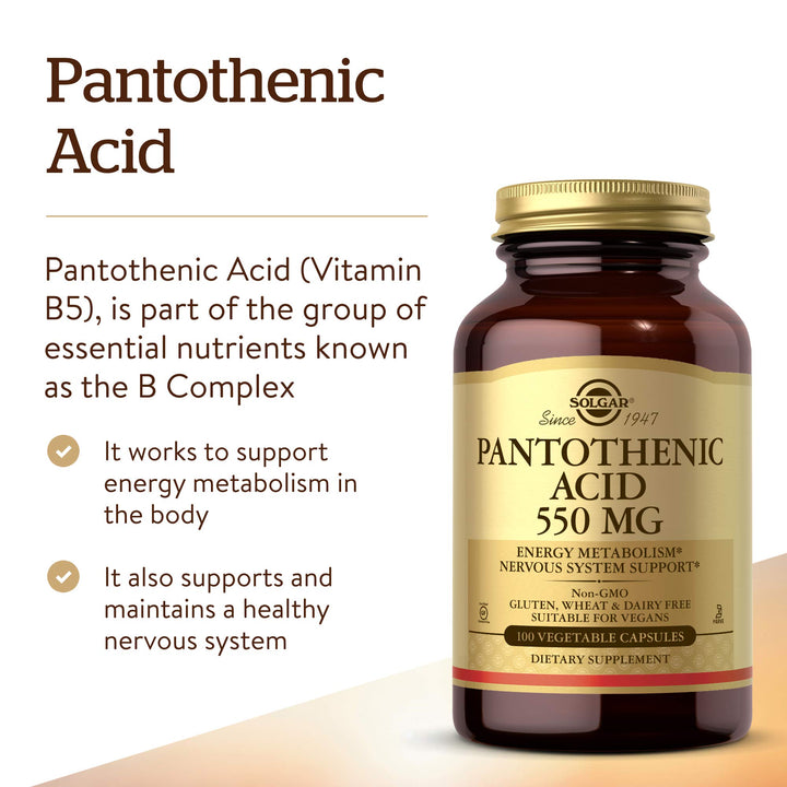 Solgar Pantothenic Acid, 550 mg, 100 Count
