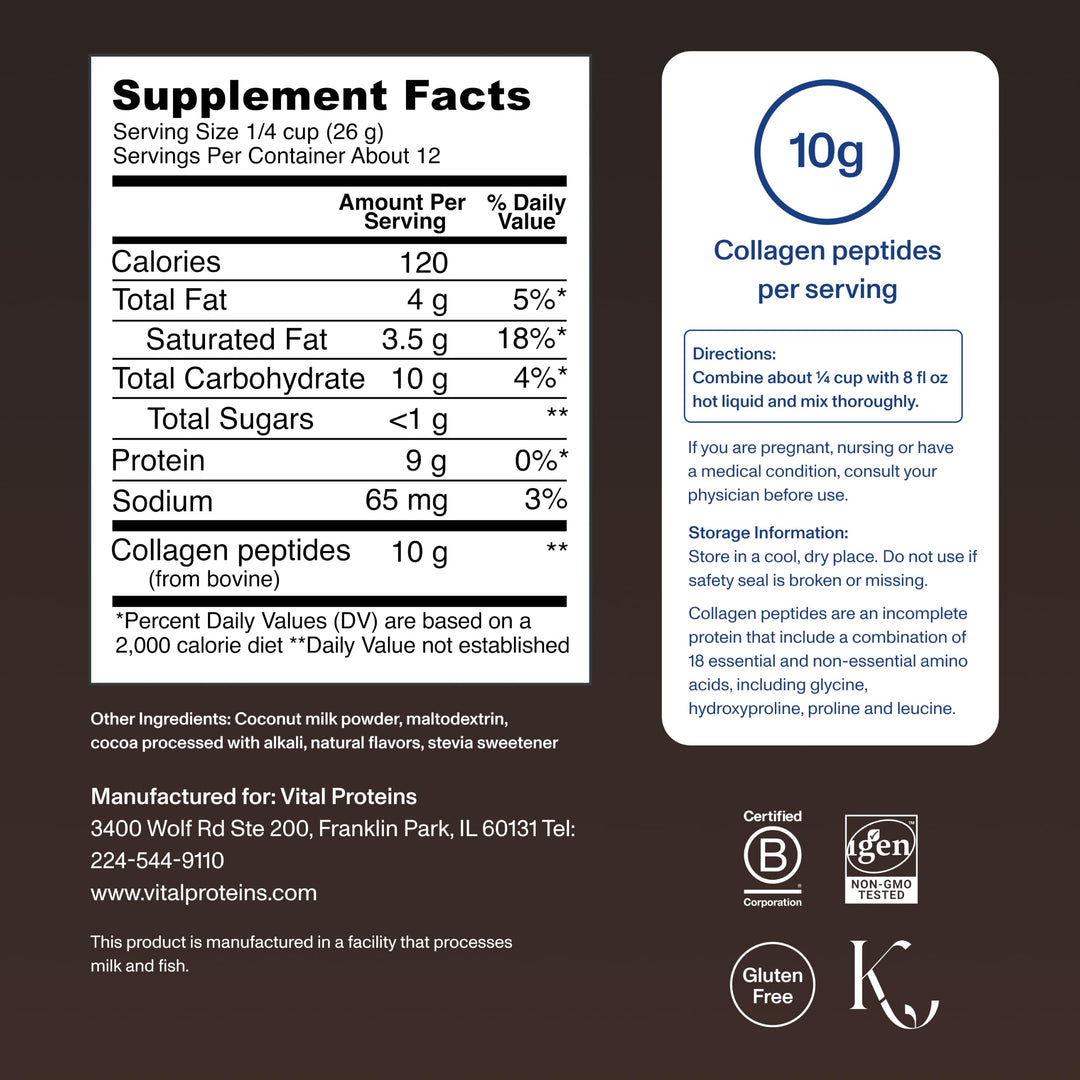 Vital Proteins Collagen Peptides Powder, Mocha Coffee Creamer, 11 oz