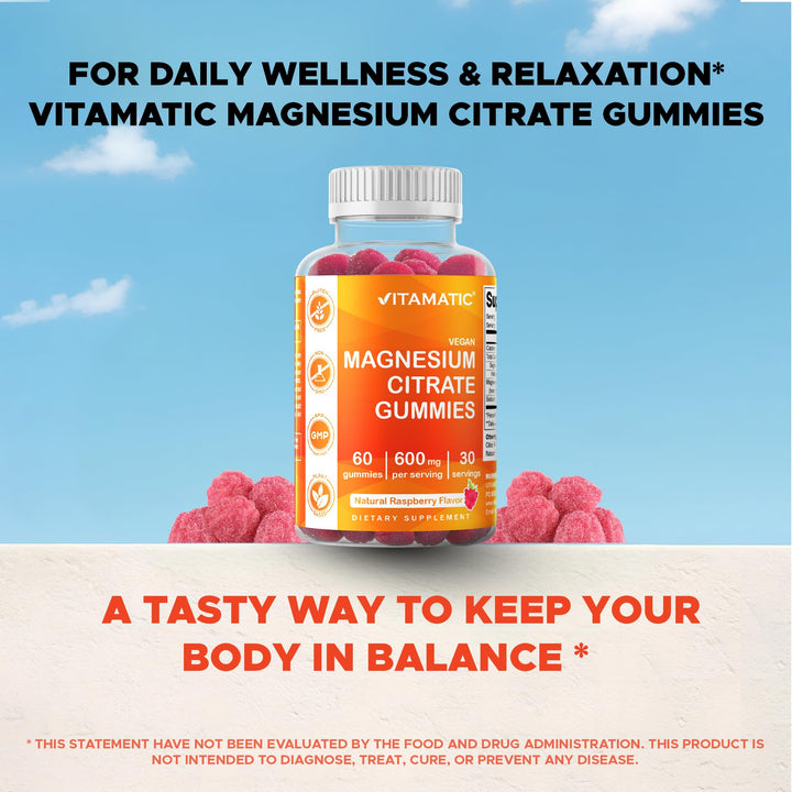 Vitamatic Magnesium Citrate Gummies, 600 mg, 60 Count