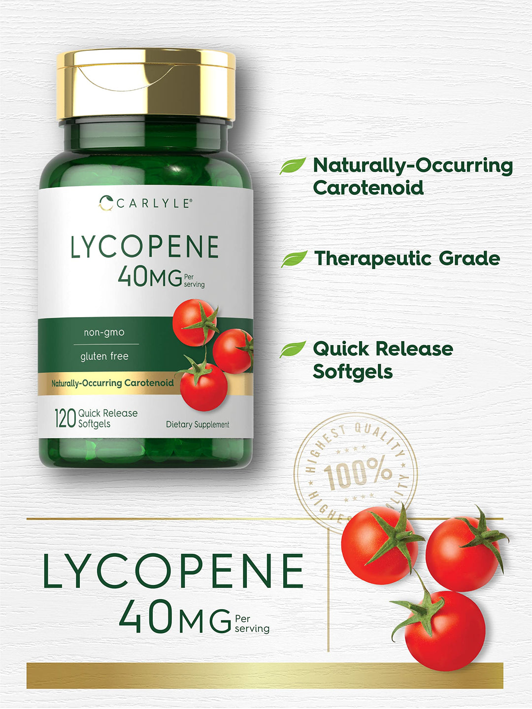 Carlyle Lycopene, 40 mg, 120 Count