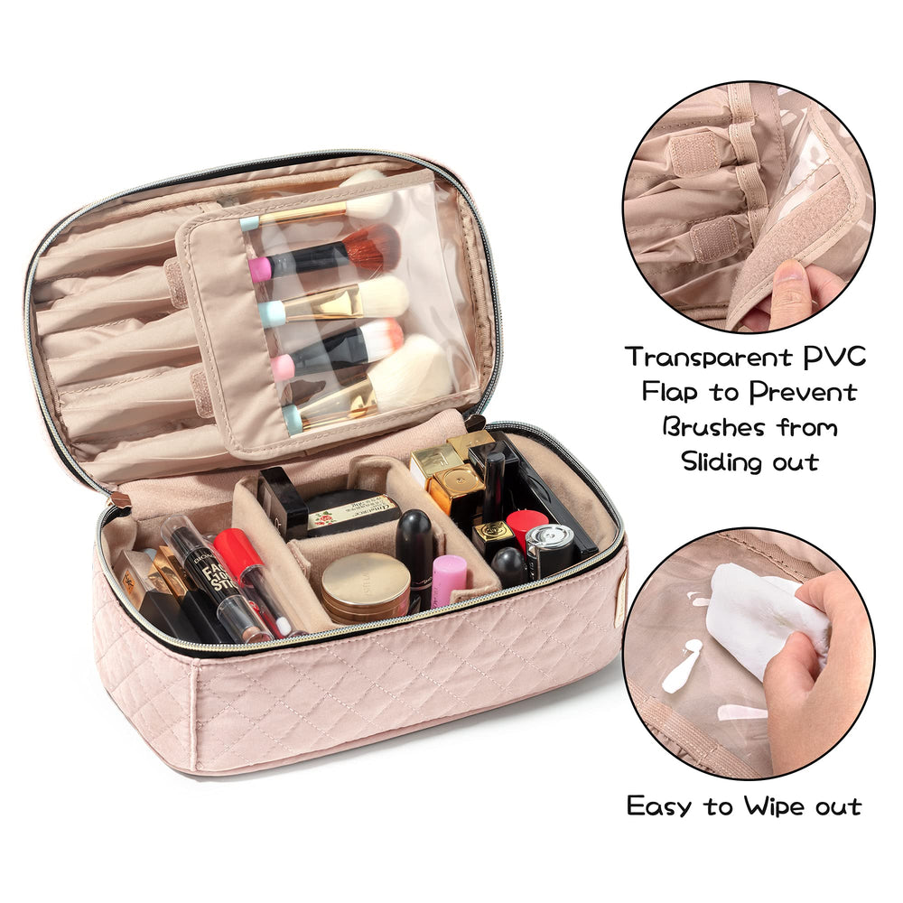 Teamoy Travel Makeup Bag, Misty Rose, Medium
