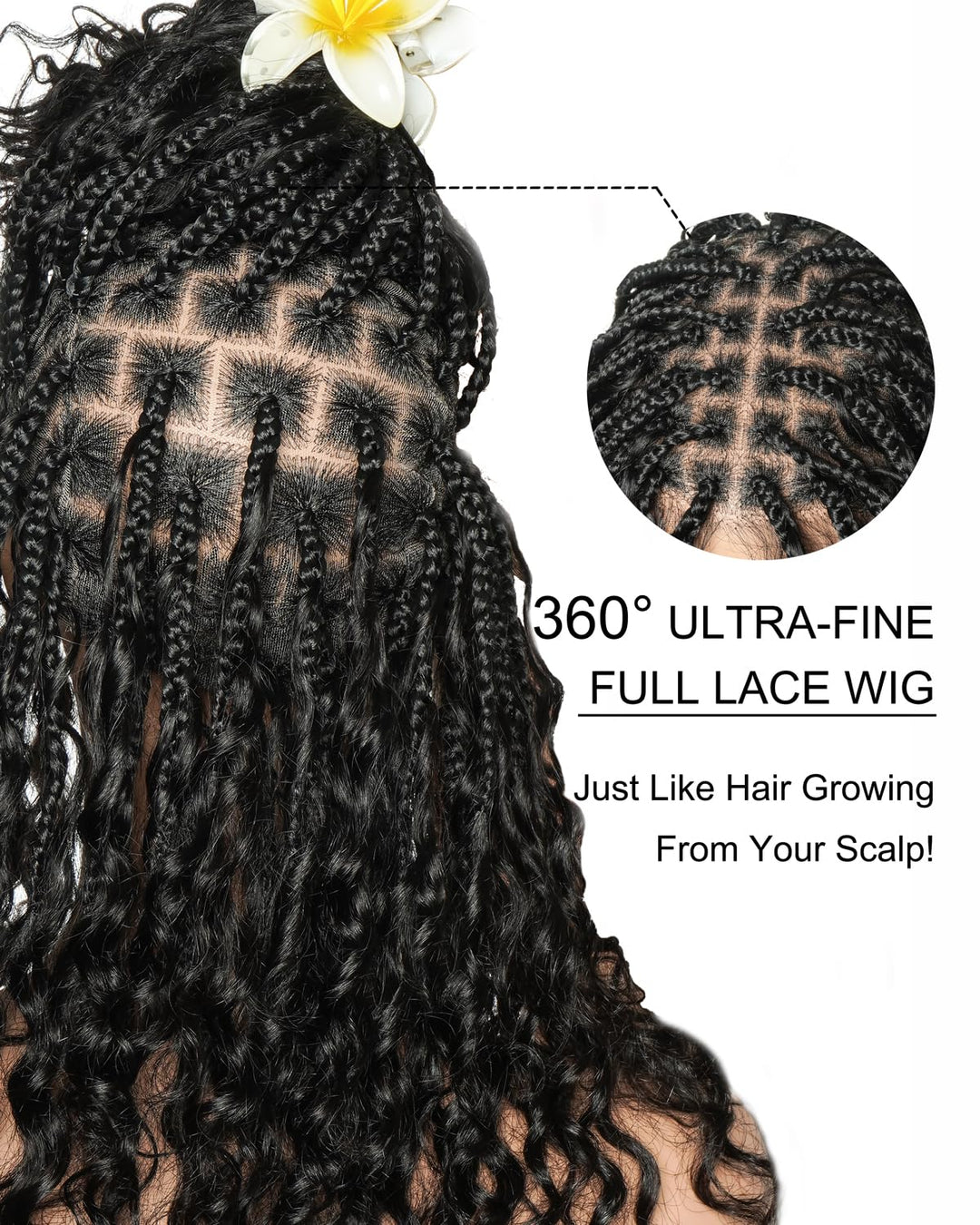JALIZA Boho Curls Box Braided Wig, Black 1B, 24 Inch