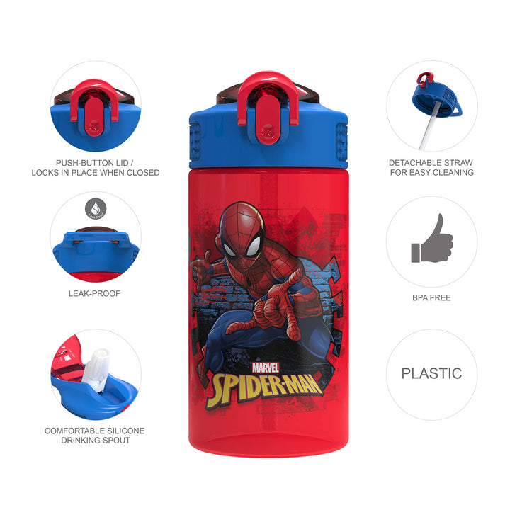 Zak Designs Marvel Spider-Man Water Bottle, 16 oz