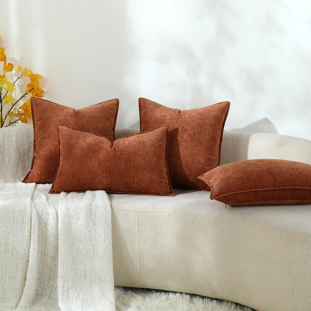 Stellhome Decorative Pillow Covers, Burnt Orange, 12x20 in, Pack of 2