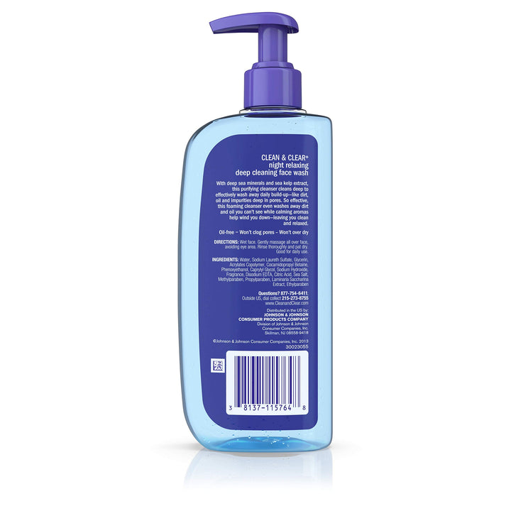 Clean & Clear Night Relaxing Deep Cleansing Face Wash, 8 fl oz