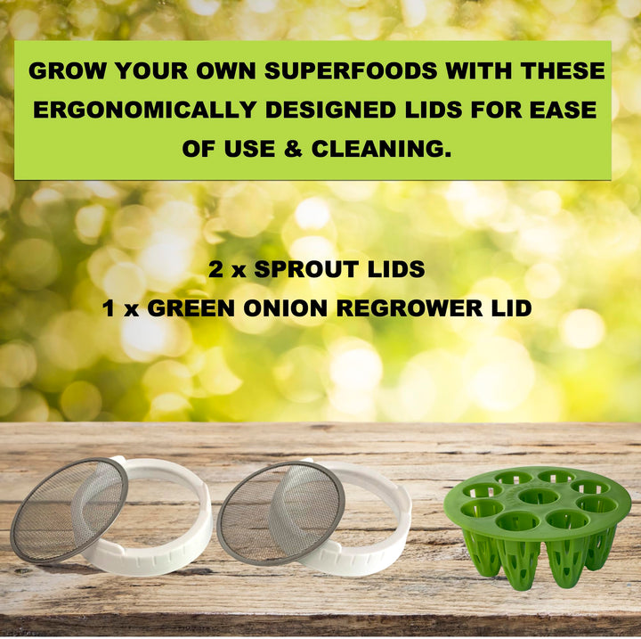 ZESTIGREENS Green Onion Regrower, Sprouting Lids