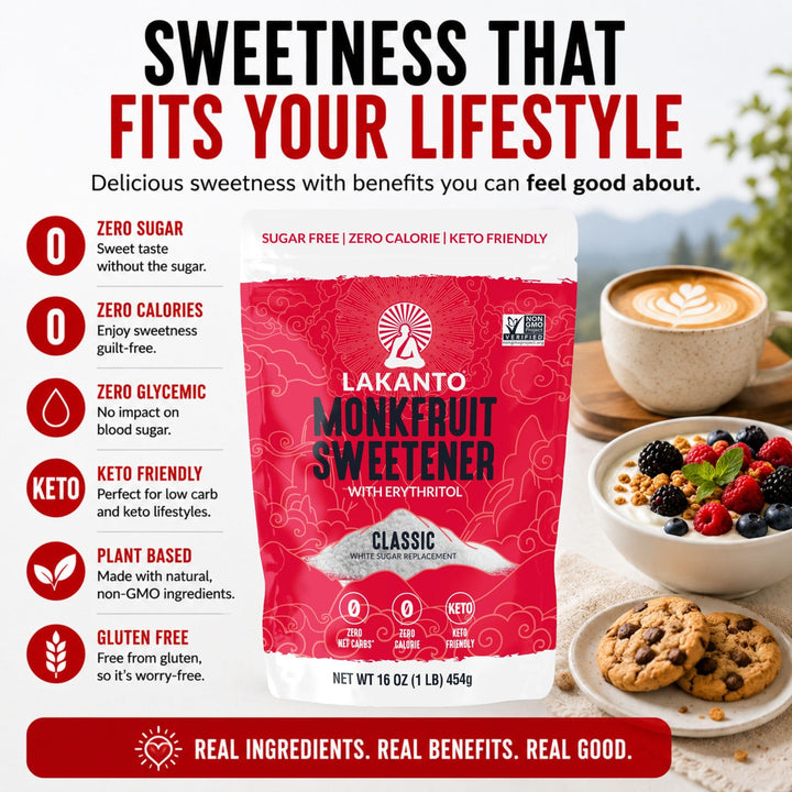 Lakanto Classic Monk Fruit Sweetener With Erythritol, 1 lb