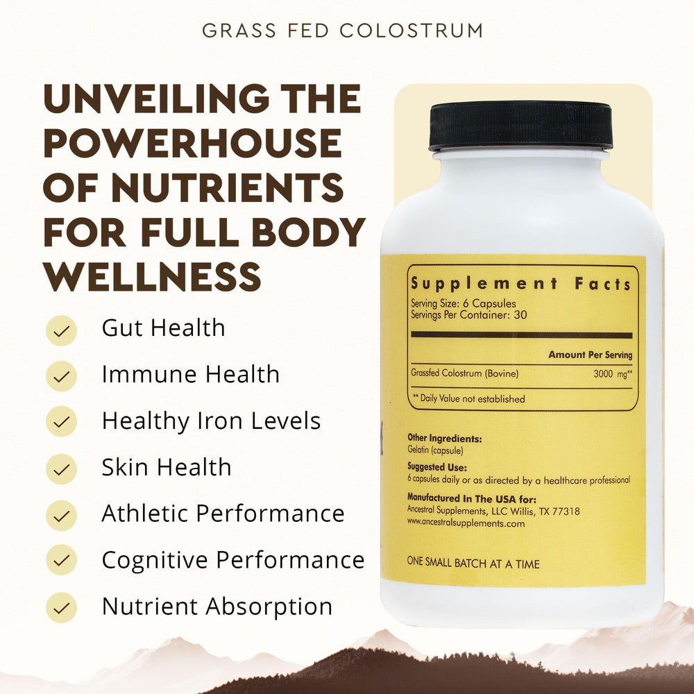 Ancestral Supplements Grass Fed Beef Colostrum, 3000 mg, 180 Count