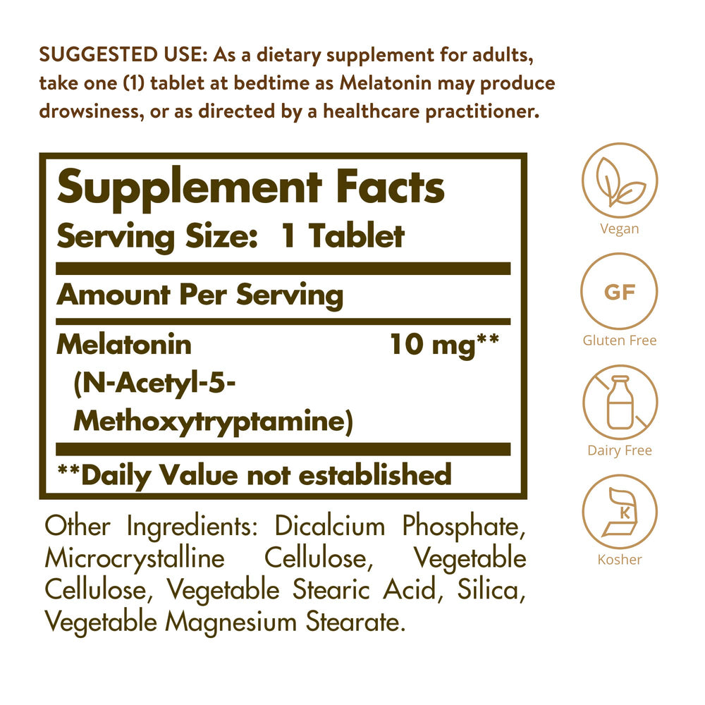 Solgar Melatonin Tablets, 10 mg, 60 Count