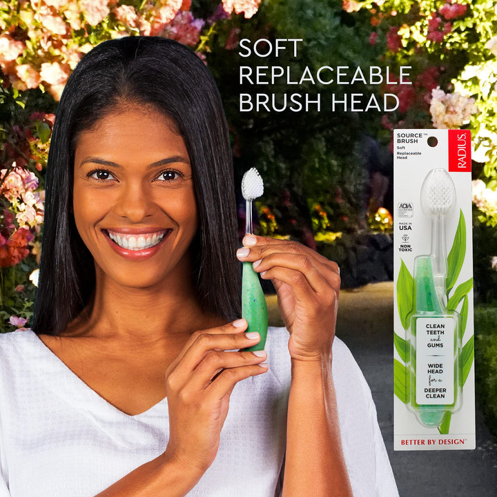 RADIUS Source Brush Toothbrush, Soft Bristles, Upcycled Wood Handle