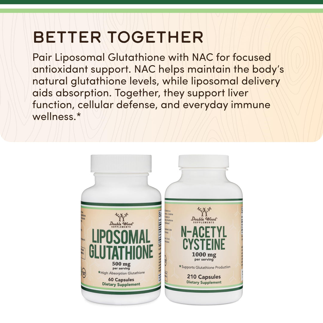 Double Wood Supplements Liposomal Glutathione, 500 mg, 60 Count