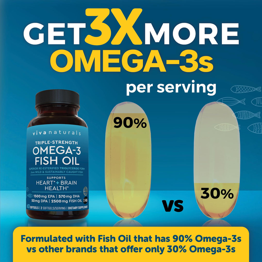 Viva Naturals Omega 3 Fish Oil, 2500 mg, 60 Count
