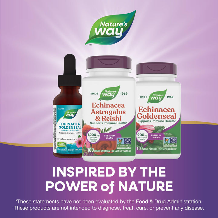 Nature's Way Echinacea Astragalus Reishi, 100 Count