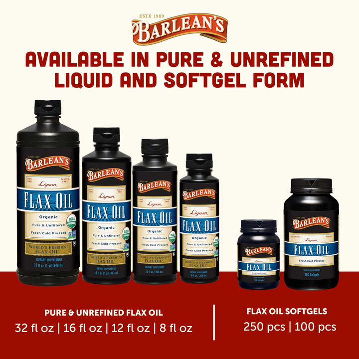 Barlean's Lignan Flax Oil, 1000 mg, 250 Count