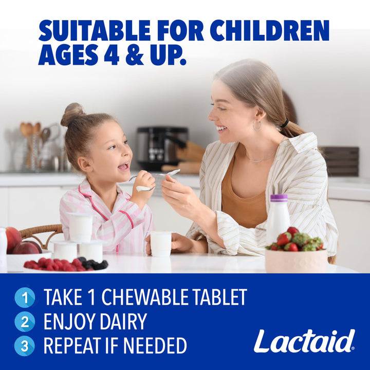 Lactaid Fast Act Lactose Intolerance Chewables, Vanilla, 60 Count
