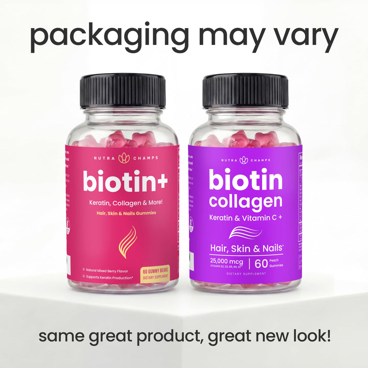NutraChamps Biotin Gummies With Collagen And Keratin, 10000 mcg