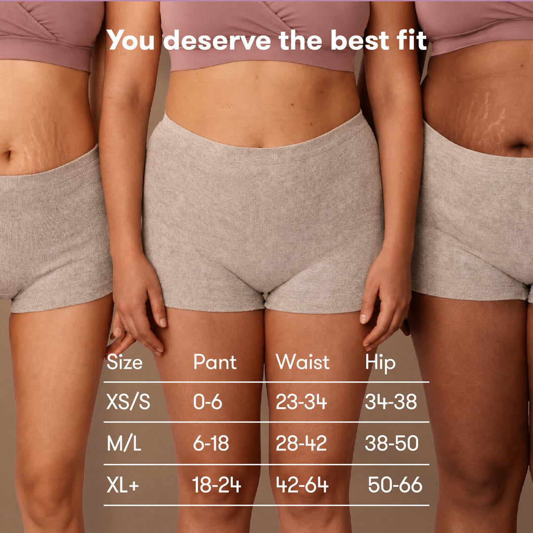 Frida Mom Postpartum Boyshort Underwear, Grey, 8 Count