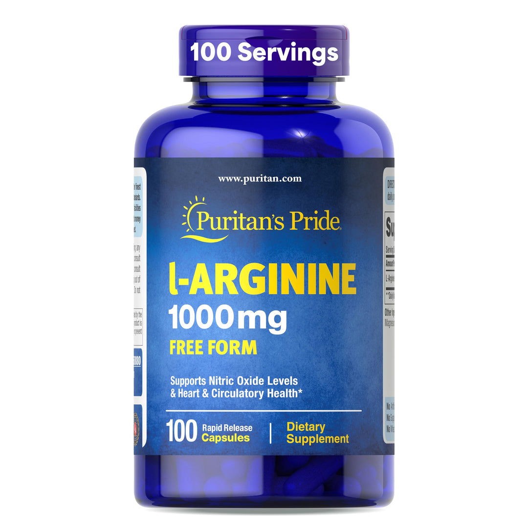 Puritan's Pride L-Arginine 1000 mg Capsules, 100 Count