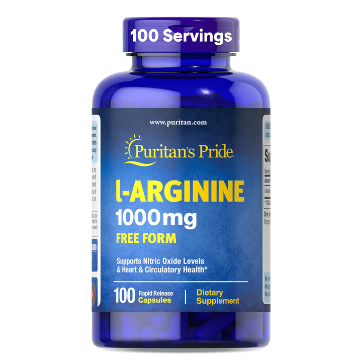 Puritan's Pride L-Arginine 1000 mg Capsules, 100 Count