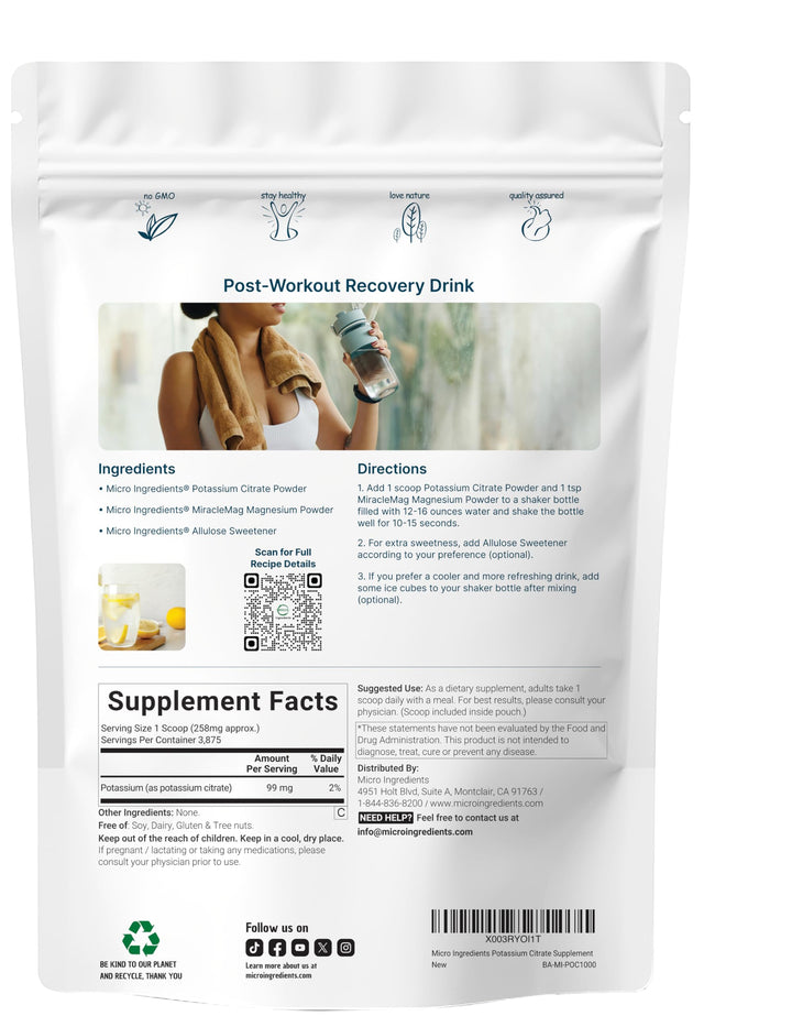 Micro Ingredients Potassium Citrate Powder, 1 kg