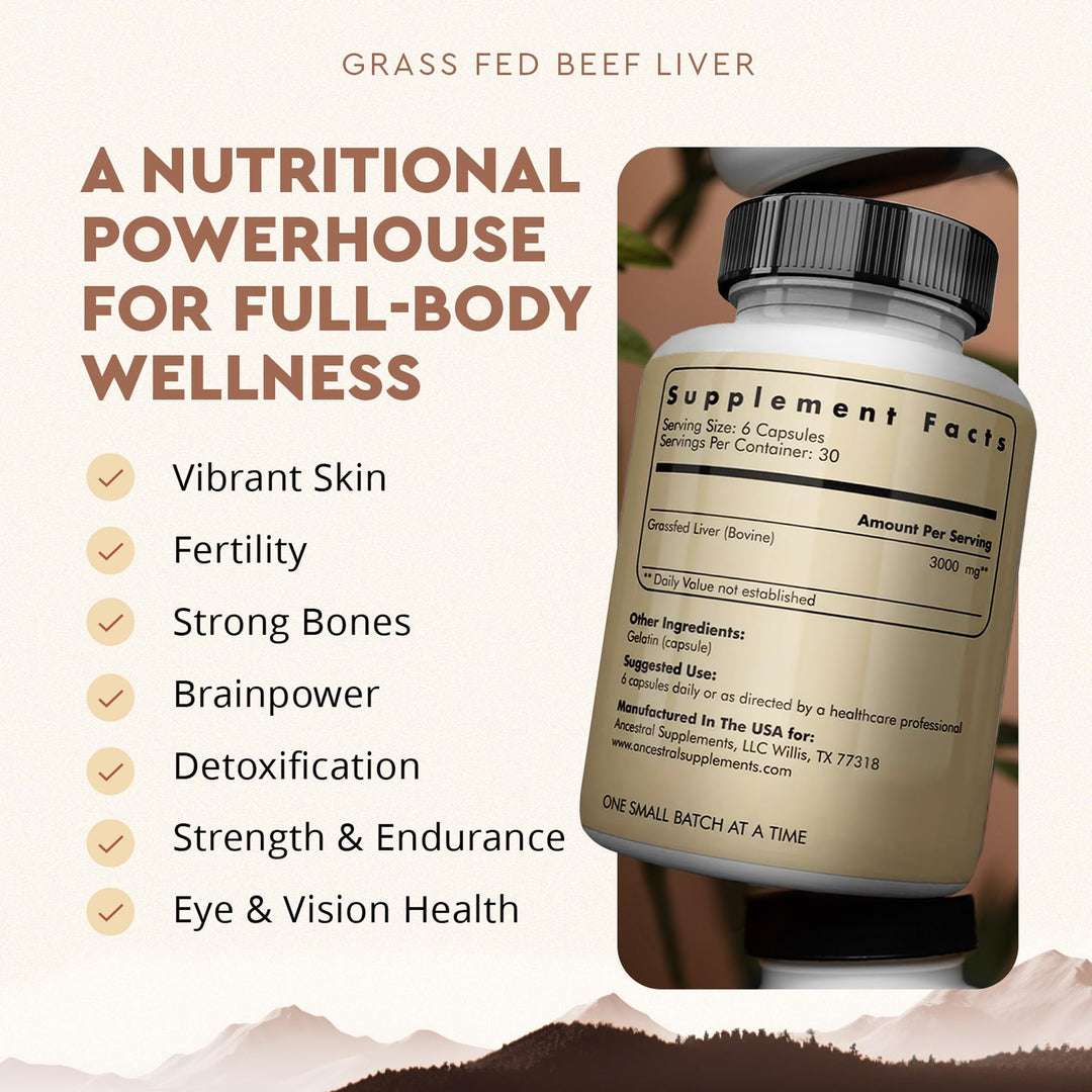 Ancestral Supplements Grass Fed Beef Liver, 180 Count
