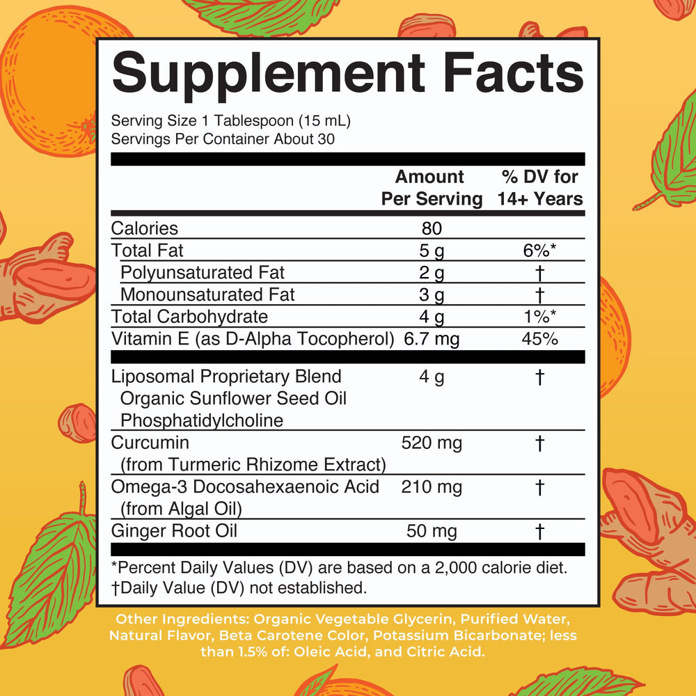 MARYRUTH'S Turmeric & DHA Liposomal Liquid, 15.22 oz