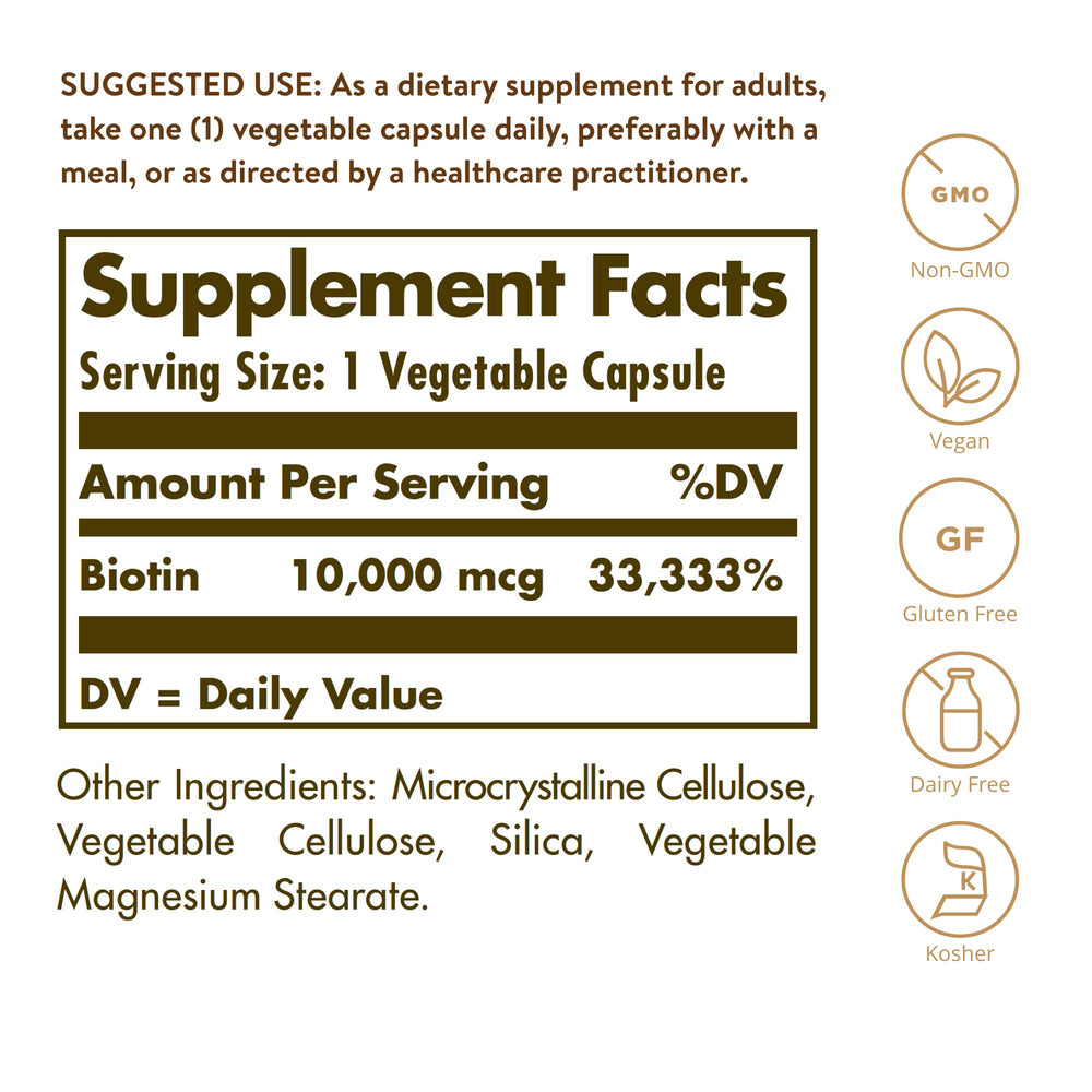 Solgar Biotin 10000 mcg, 60 Count