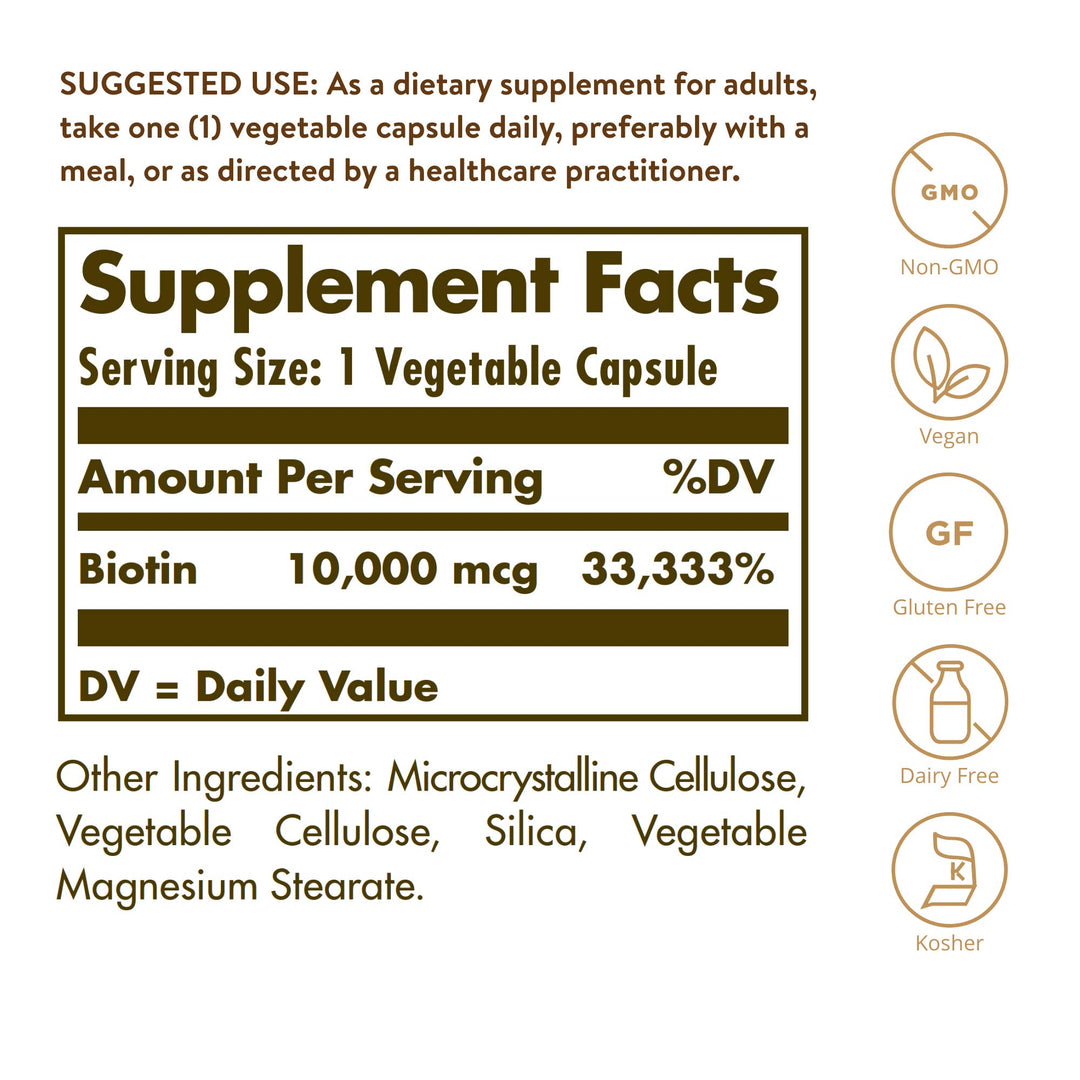 Solgar Biotin 10000 mcg, 60 Count