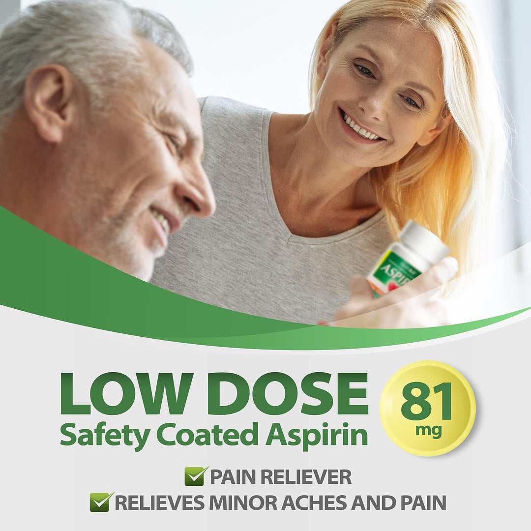 HealthA2Z Aspirin 81 mg, Enteric Coated, 300 Count