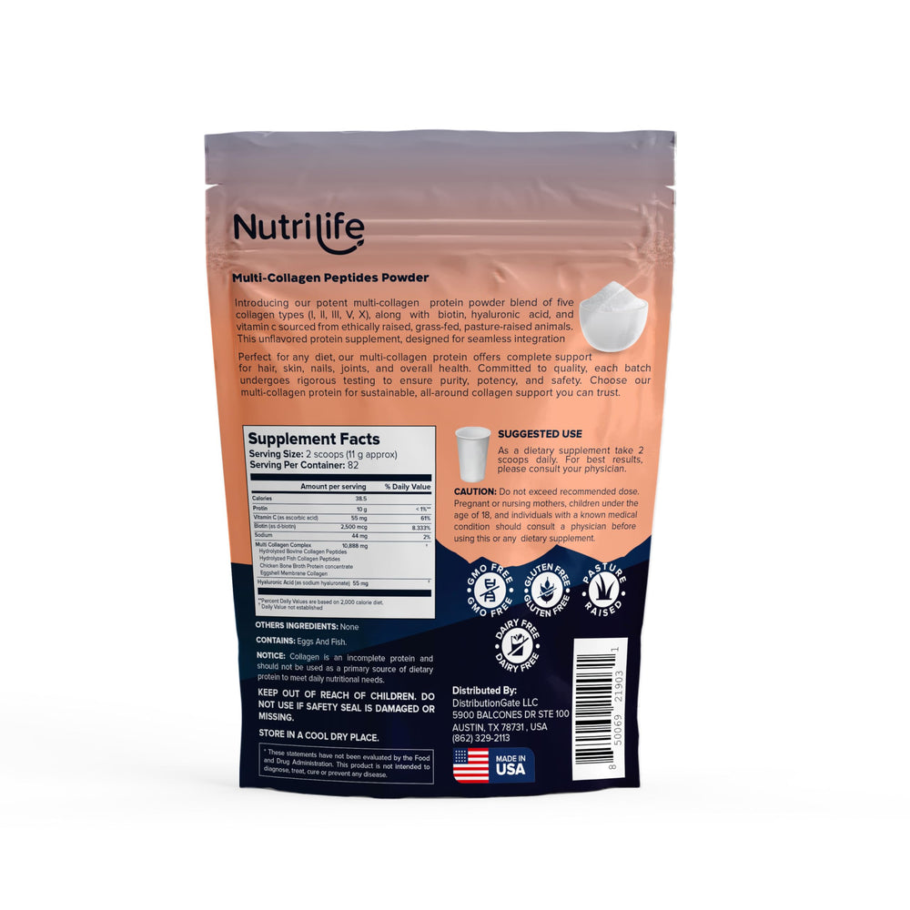 NutriLife Multi Collagen Protein Powder, Unflavored, 2 lb