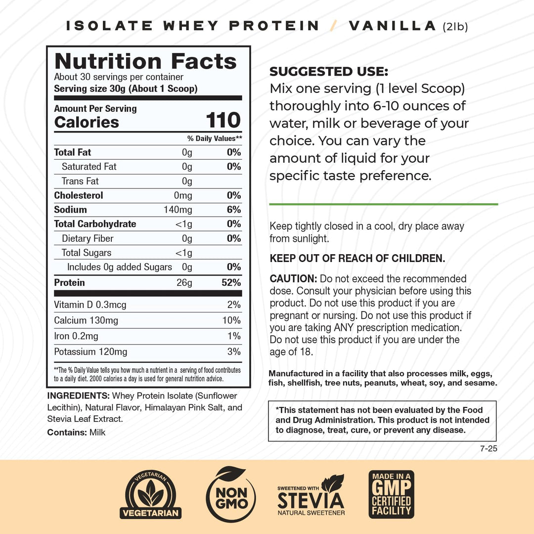 Muscle Feast Whey Protein Isolate, Vanilla, 2 lb