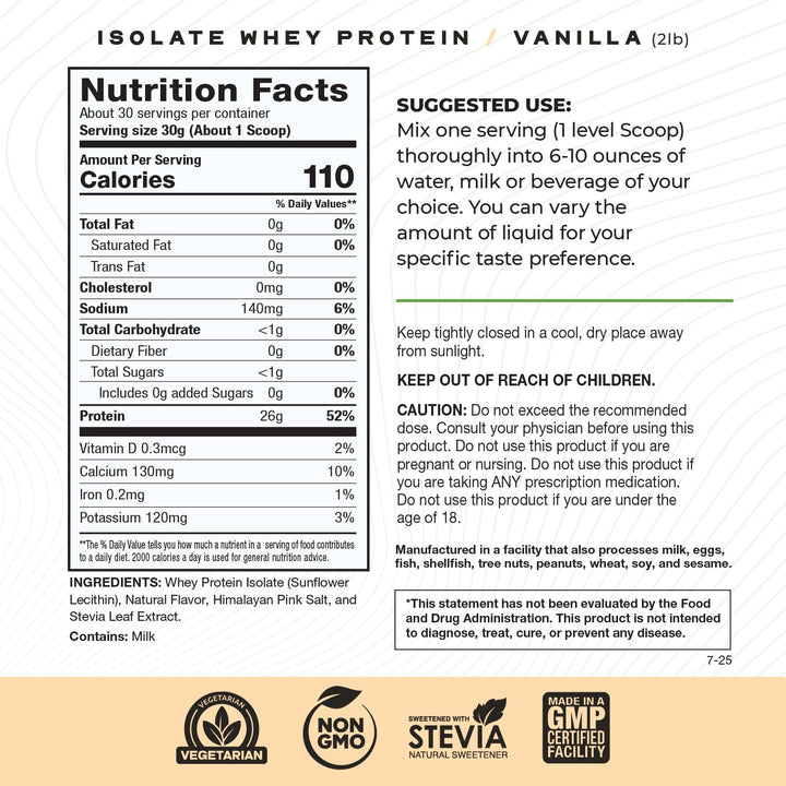 Muscle Feast Whey Protein Isolate, Vanilla, 2 lb
