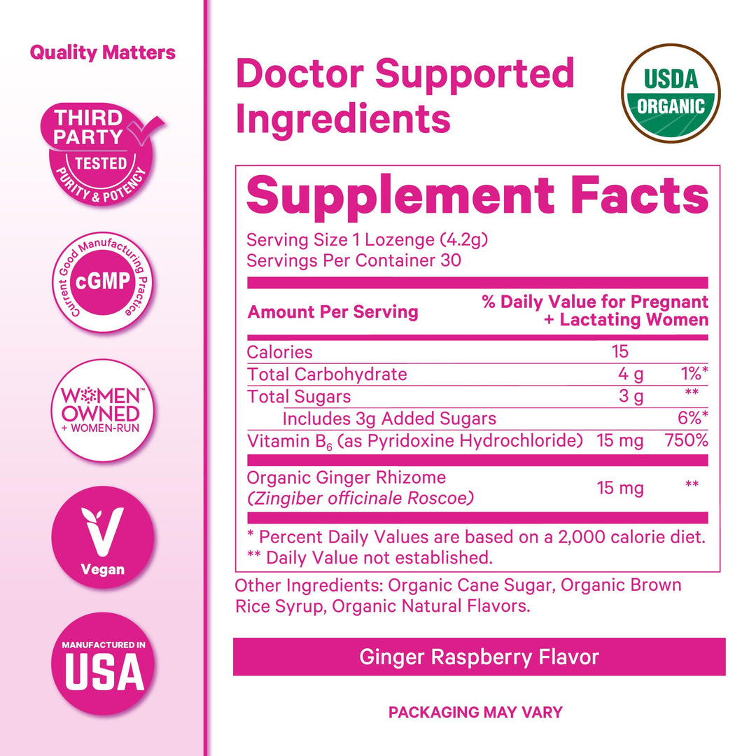 Pink Stork Morning Sickness Sweets, Raspberry, 30 Count