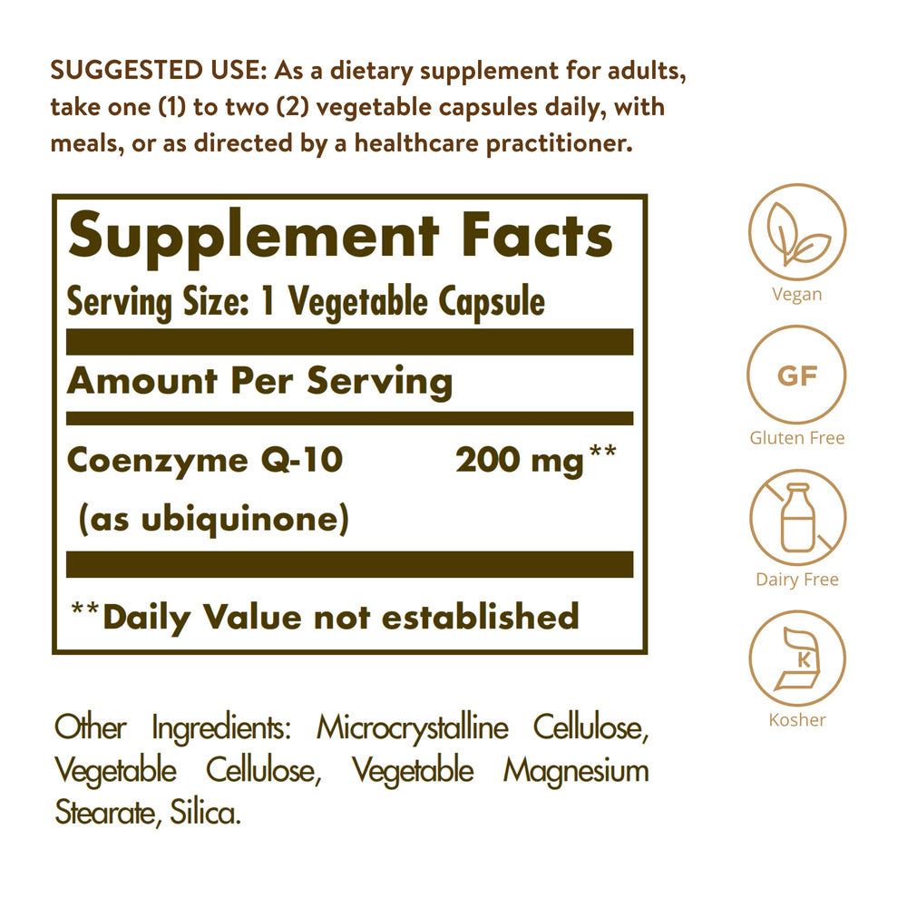 Solgar Vegetarian CoQ-10, 200 mg, 60 Count