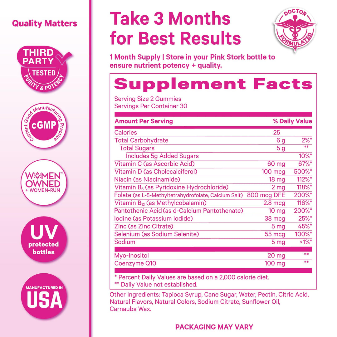 Pink Stork Fertility Gummies, 60 Count
