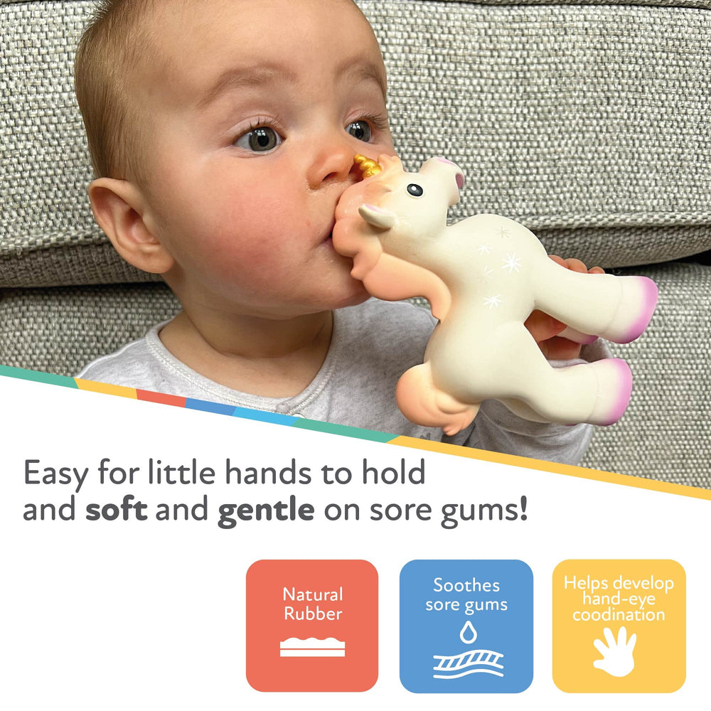 Nuby Unicorn Rubber Teether, White, 0 Months Plus