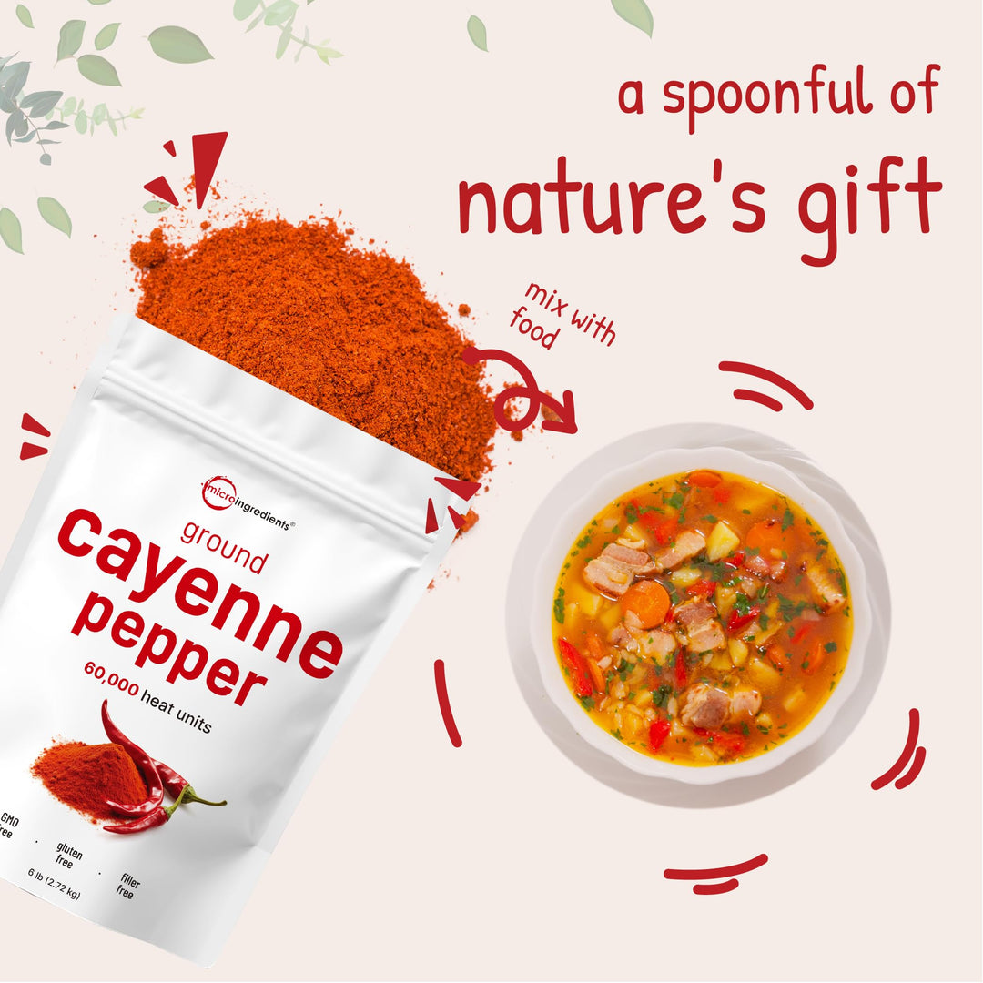 Micro Ingredients Ground Cayenne Pepper Powder, 60,000 SHU, 6 lb