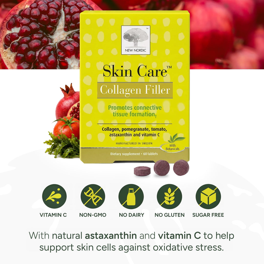 NEW NORDIC Collagen Filler Tablets, Marine Collagen with Vitamin C, 60 Count