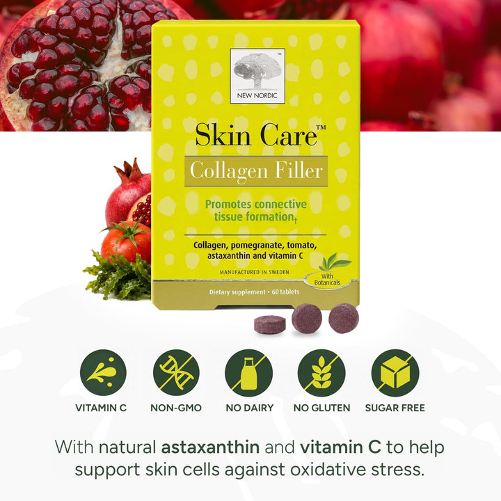 NEW NORDIC Collagen Filler Tablets, Marine Collagen with Vitamin C, 60 Count