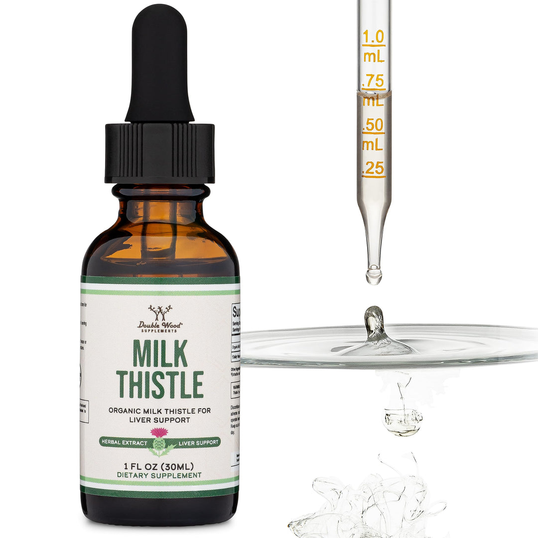 Double Wood Supplements Milk Thistle Liver Detox Drops, Alcohol-Free, 30 Count